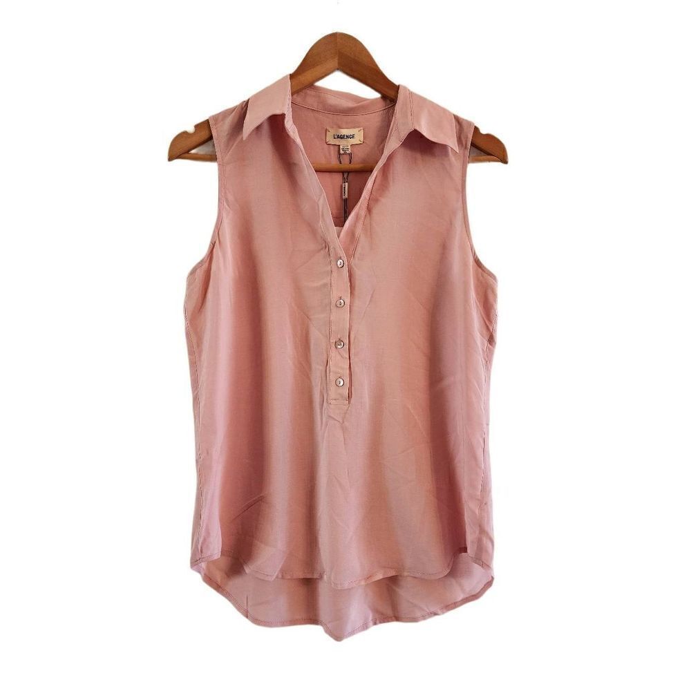 L'AGENCE Blush Pink Sleeveless Button Front Tank